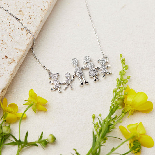 Family is a Blessing Silhouette Necklace (Pick Your Family Size)