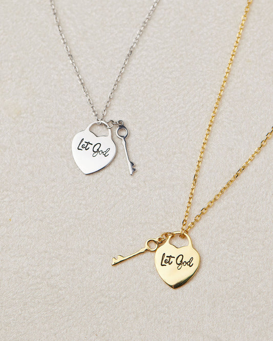 Let God Heart and Key Necklace