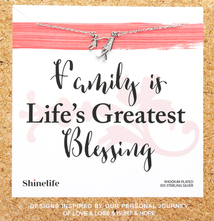 Family is a Blessing Silhouette Necklace (Pick Your Family Size)