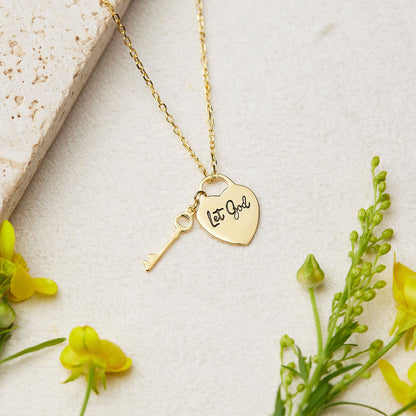 Let God Heart and Key Necklace